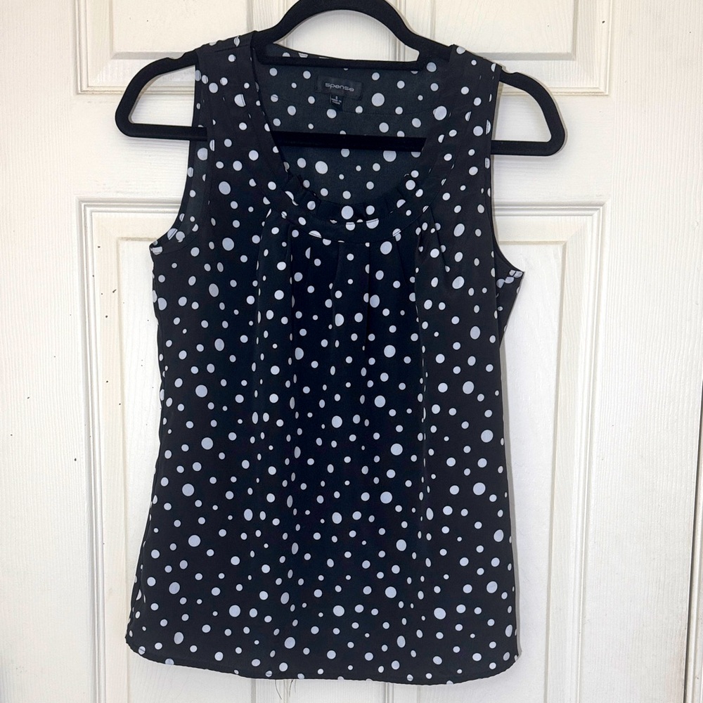 Women’s Black Tops Size Small Polka Dots Sleeveless Top  Excellent Condition